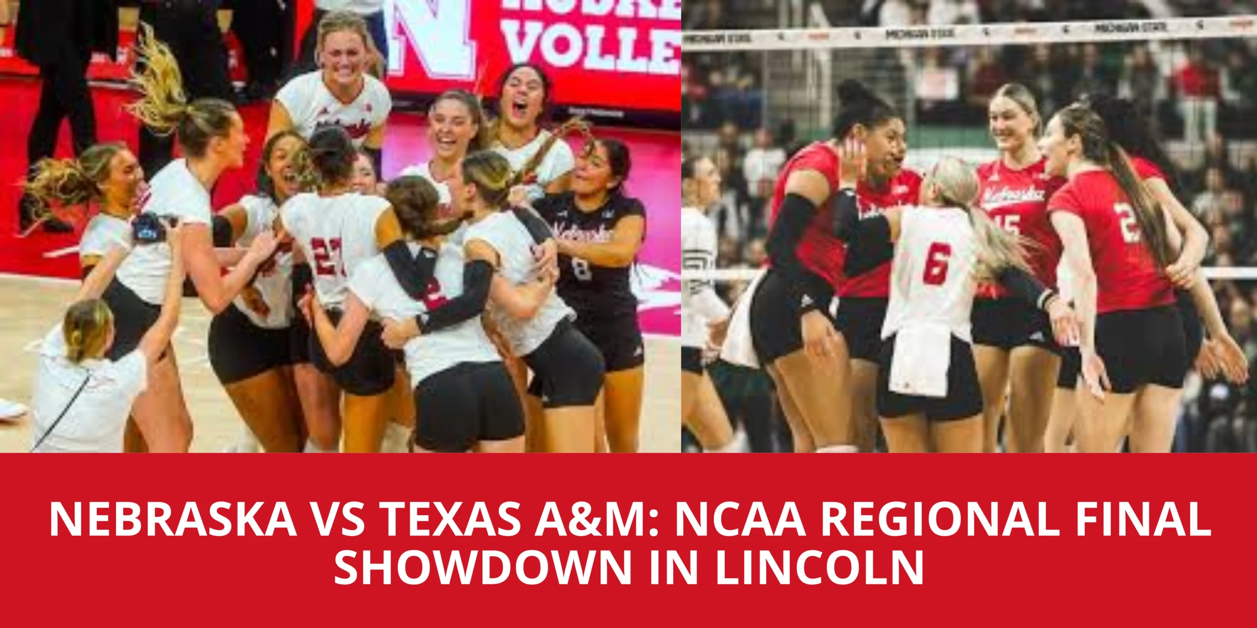 Nebraska Vs Texas A M NCAA Regional Volleyball Final Showdown In Black And Orange Modern Basketball Tournament Banner 1.webp